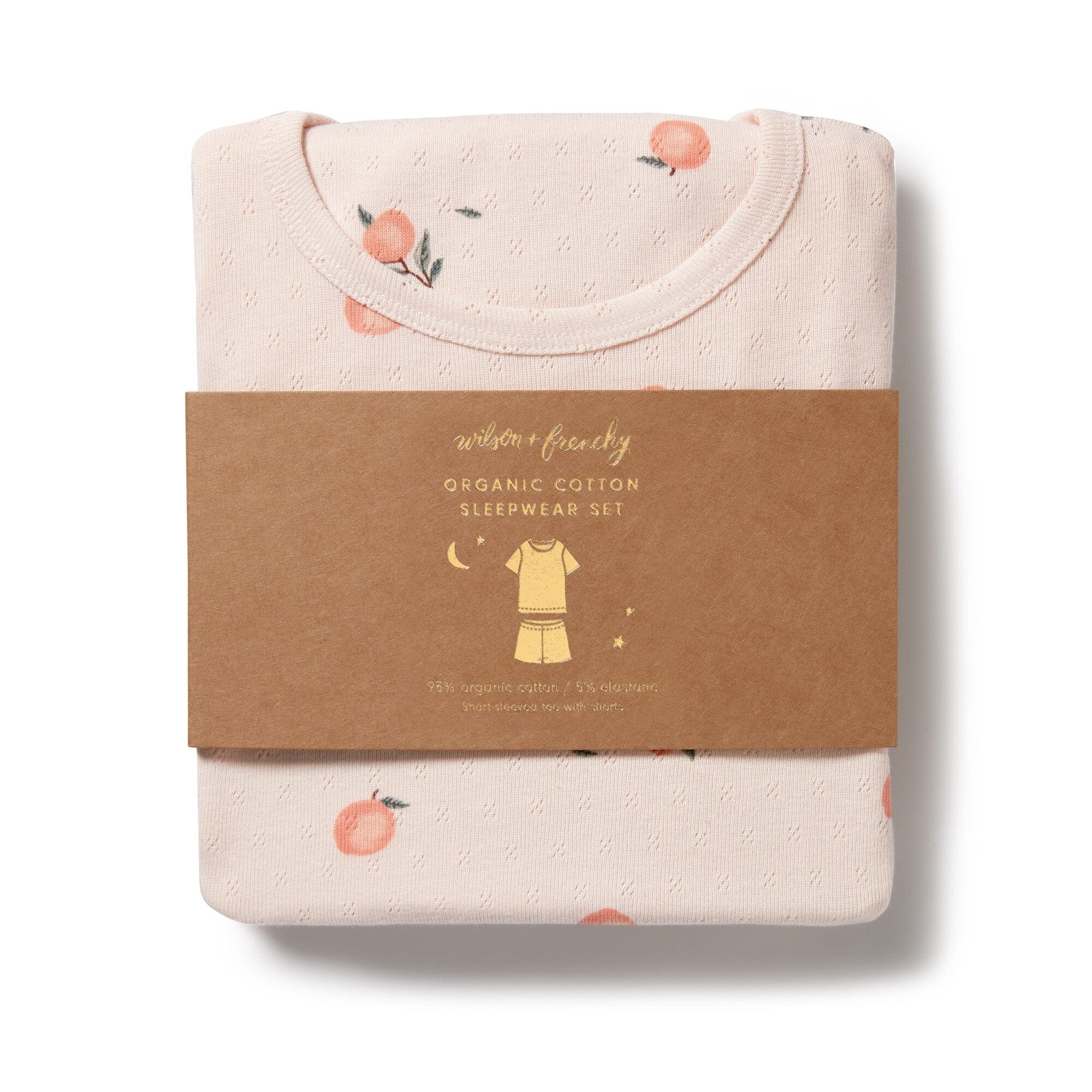 Wilson & Frenchy - Organic Pointelle Short Sleeved Pyjamas - Peaches ***DUE LATE OCT*** Girls Wilson & Frenchy