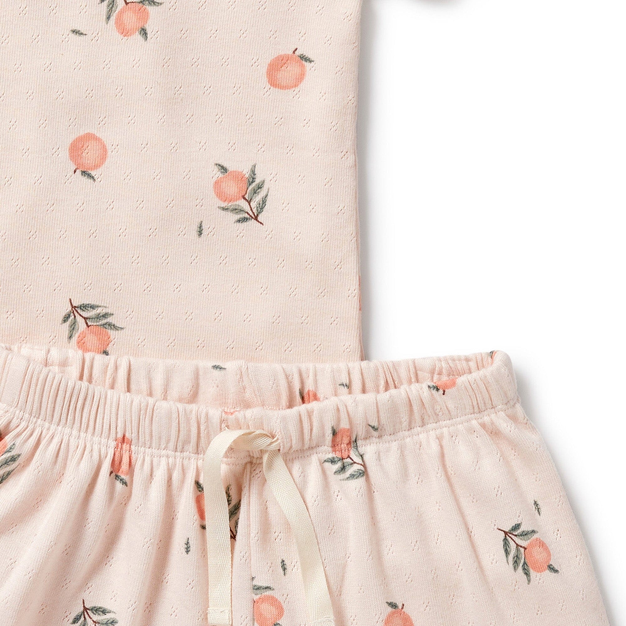 Wilson & Frenchy - Organic Pointelle Short Sleeved Pyjamas - Peaches ***DUE LATE OCT*** Girls Wilson & Frenchy