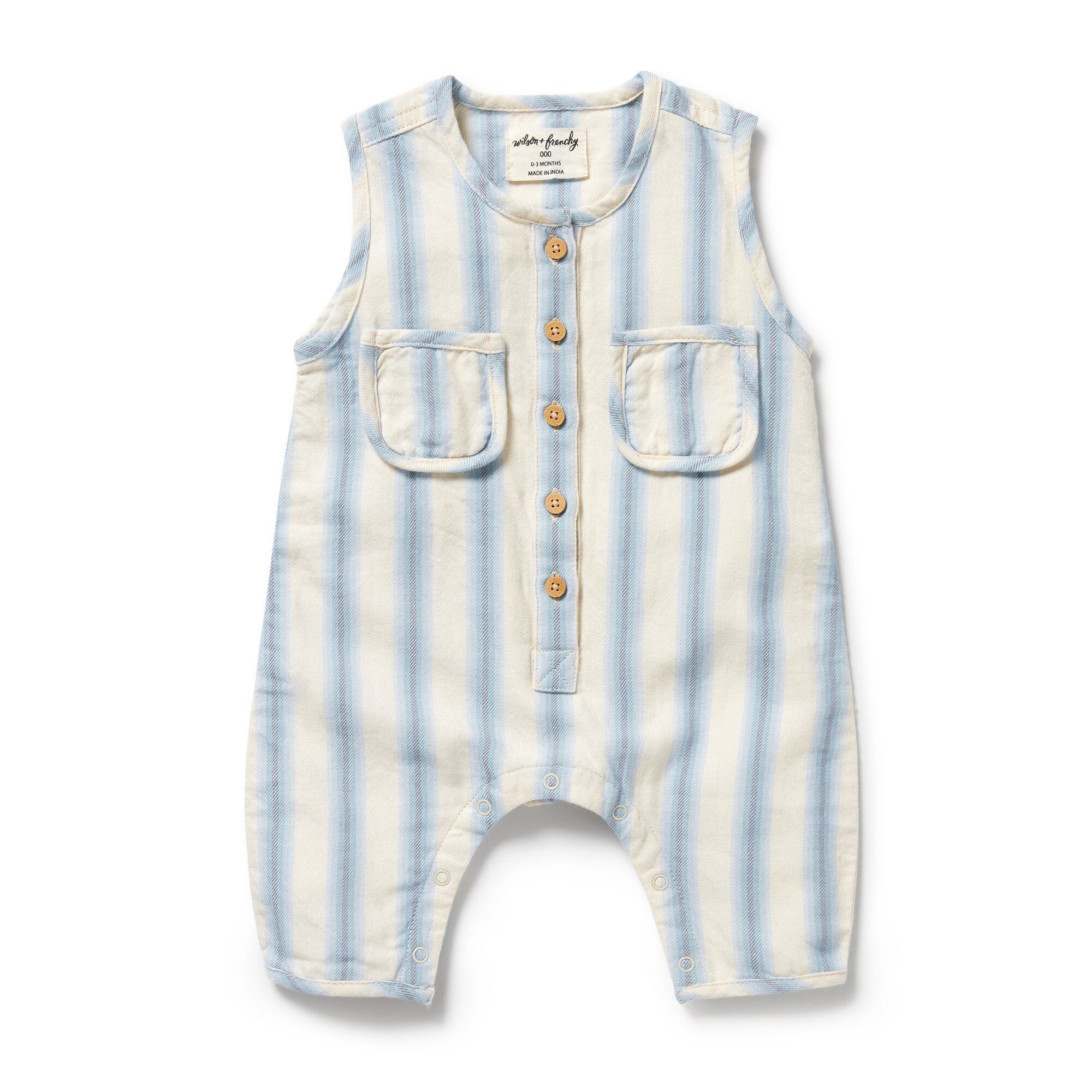 Wilson & Frenchy - Organic Growsuit - Deep Blue Stripe Baby Wilson & Frenchy