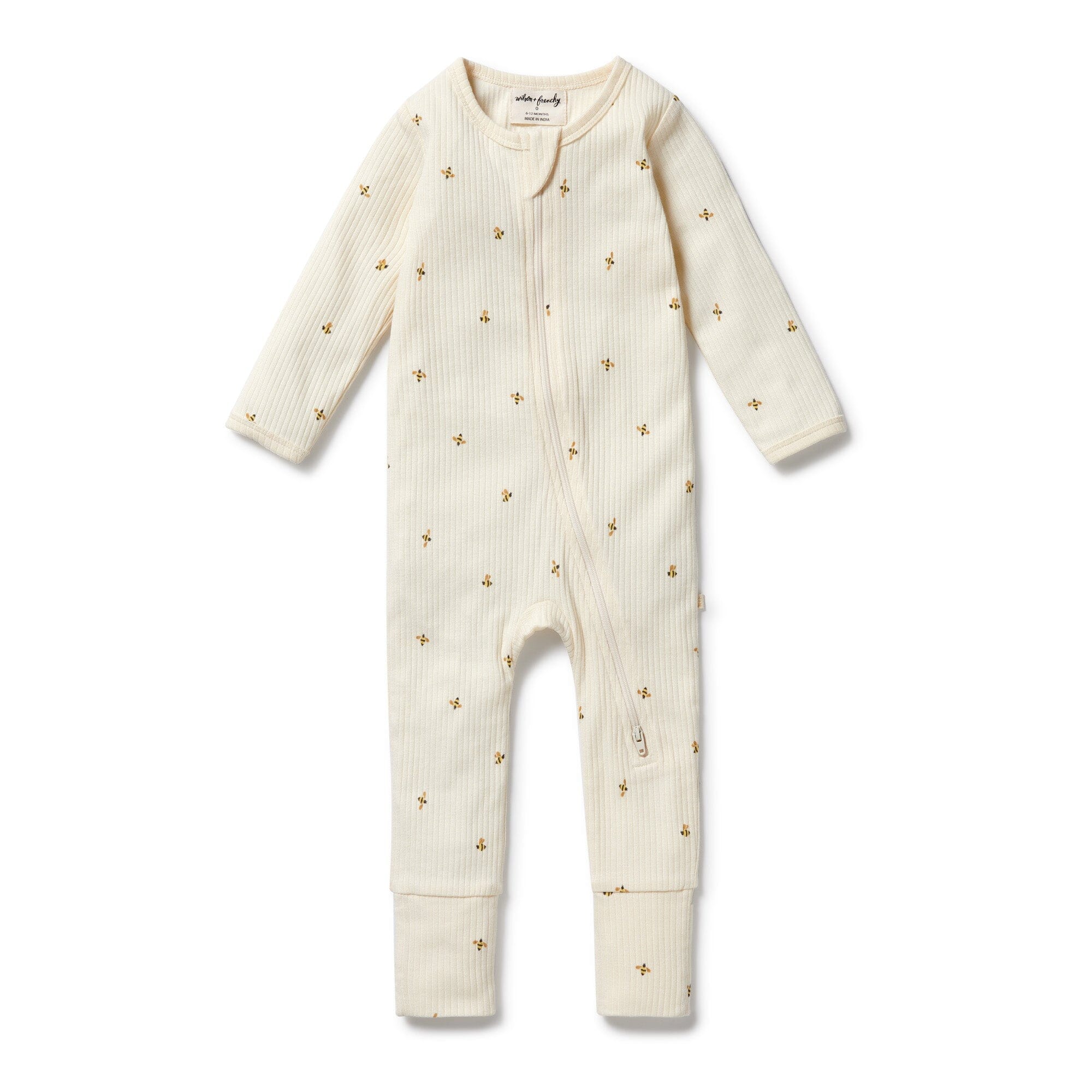 Wilson & Frenchy - Organic Zipsuit with Feet - Bee Mine Baby Wilson & Frenchy
