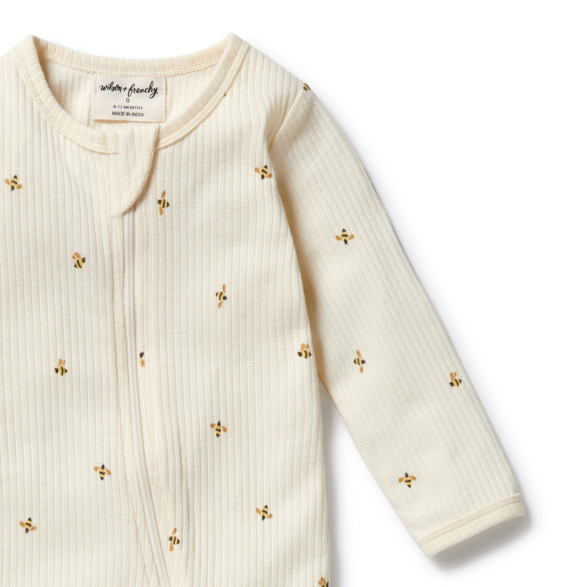 Wilson & Frenchy - Organic Zipsuit with Feet - Bee Mine Baby Wilson & Frenchy