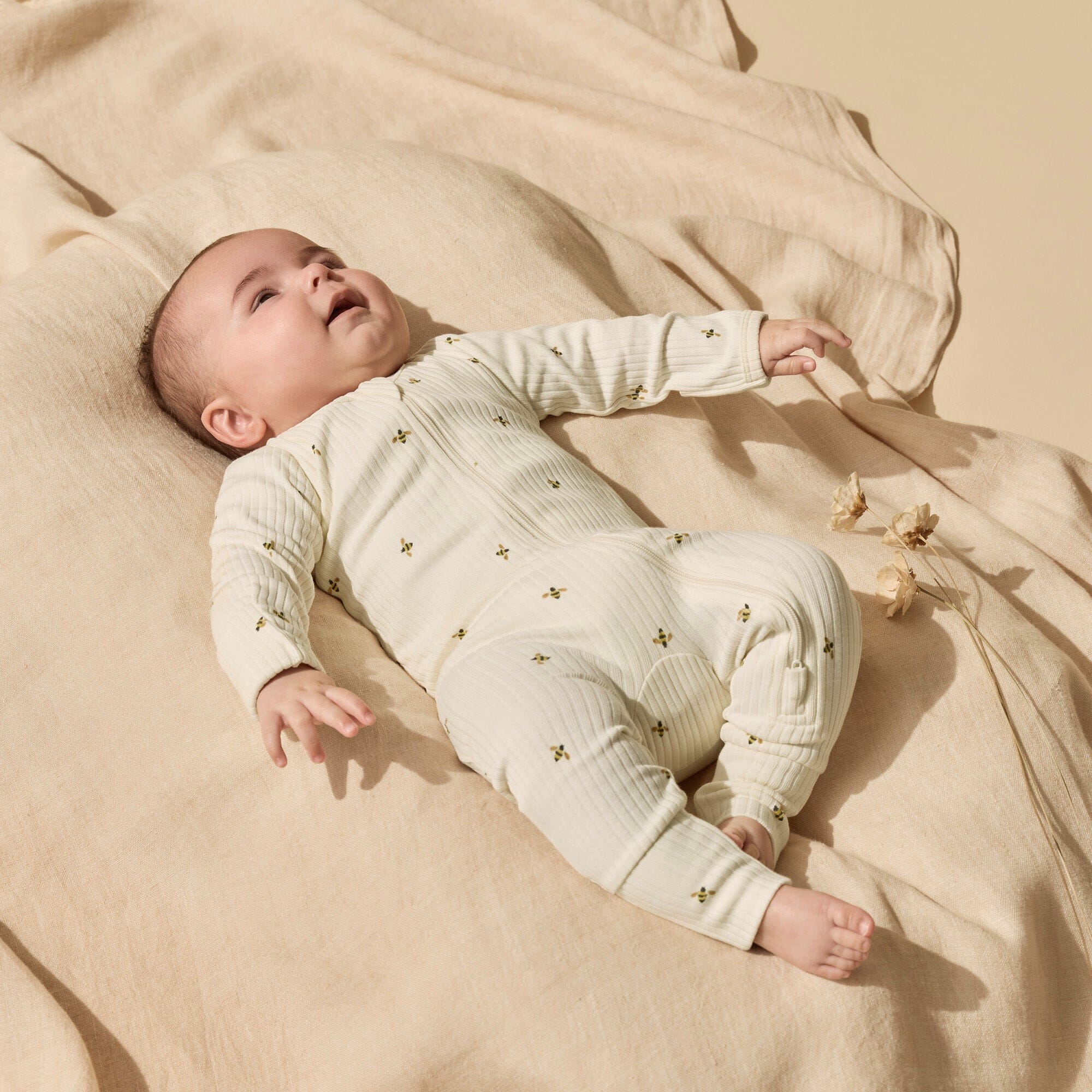 Wilson & Frenchy - Organic Zipsuit with Feet - Bee Mine Baby Wilson & Frenchy