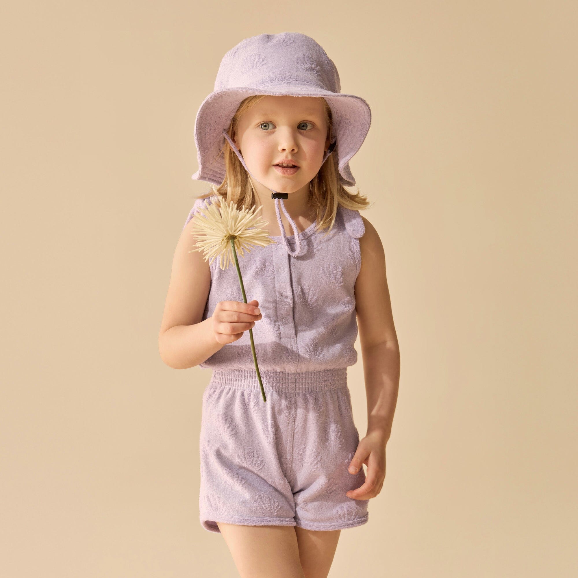 Wilson & Frenchy - Organic Terry Playsuit - Lavender Shells Girls Wilson & Frenchy