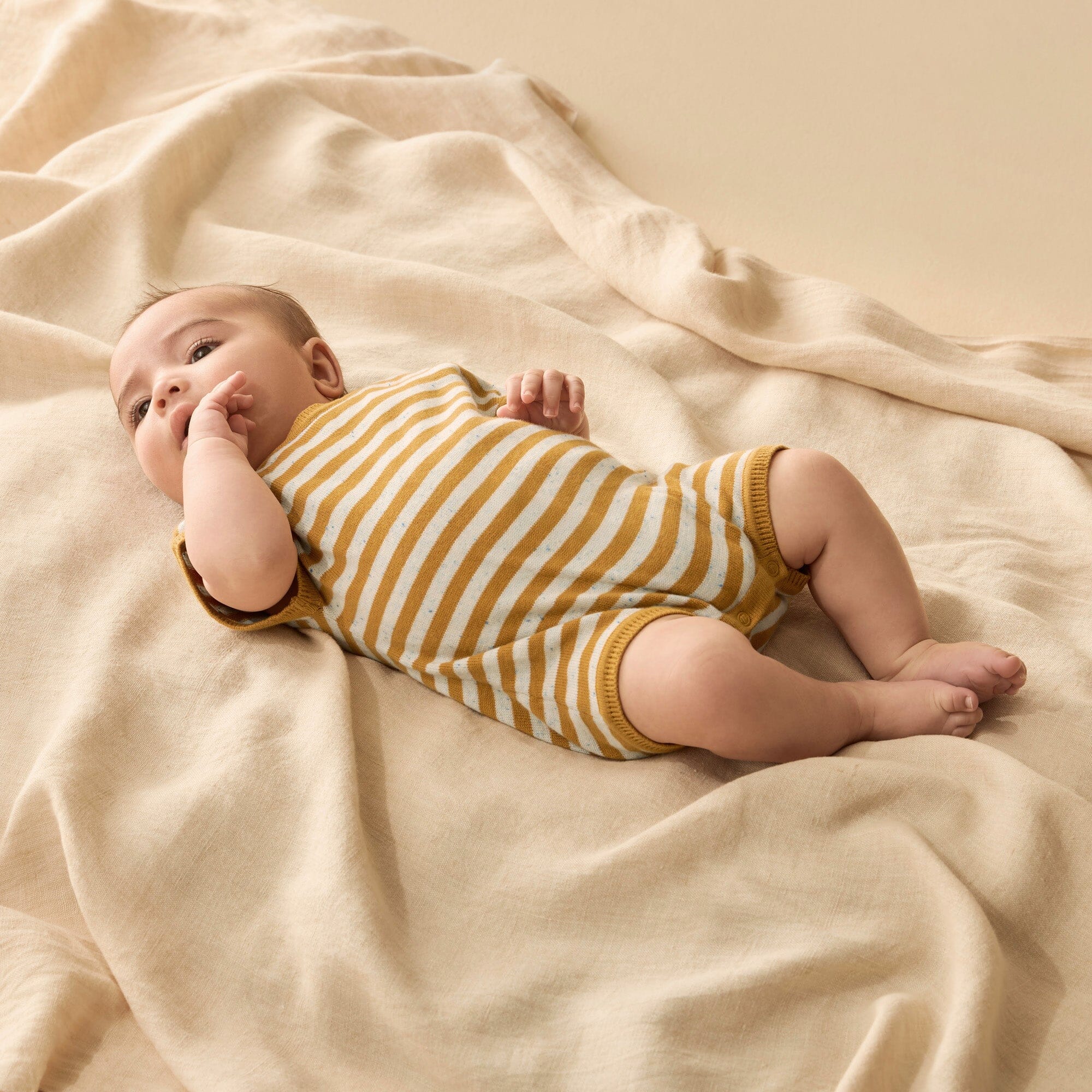 Wilson & Frenchy - Organic Knitted Growsuit - Golden Wave Stripe Baby Wilson & Frenchy