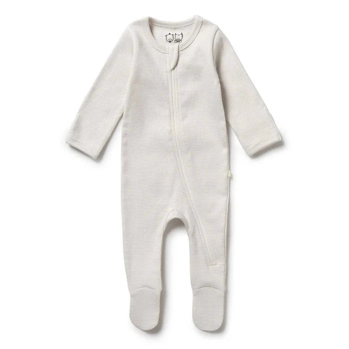 Wilson & Frenchy - Organic Stripe Zipsuit with Feet - Clay Baby Wilson & Frenchy