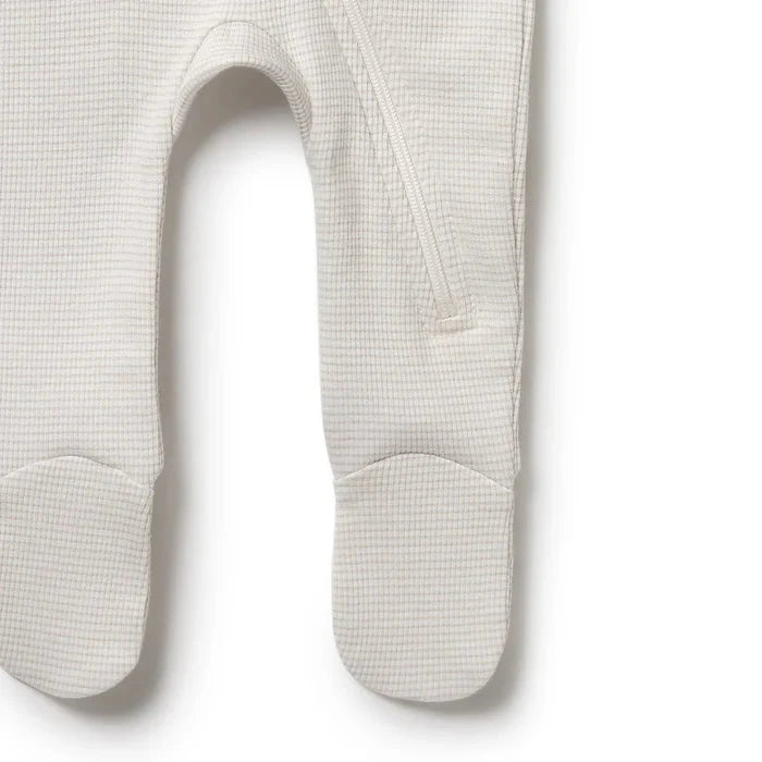 Wilson & Frenchy - Organic Stripe Zipsuit with Feet - Clay Baby Wilson & Frenchy