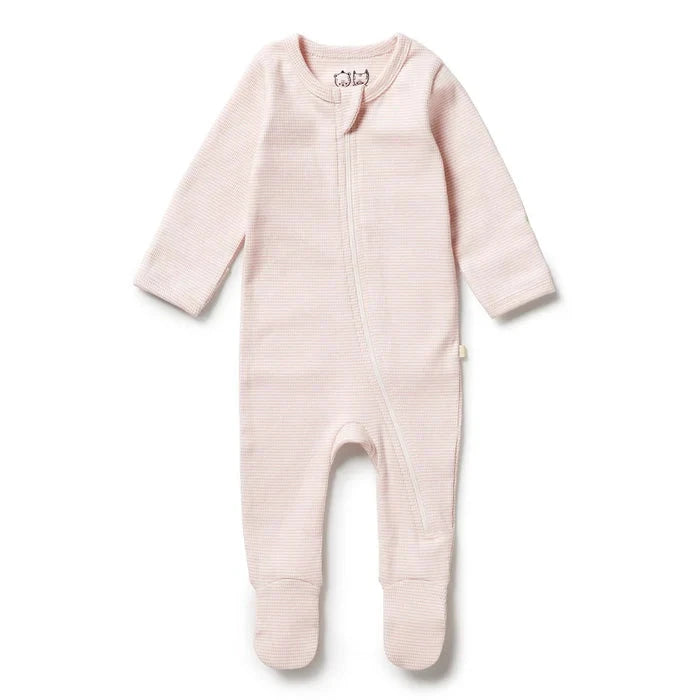 Wilson & Frenchy - Organic Stripe Zipsuit with Feet - Cantaloupe Baby Wilson & Frenchy