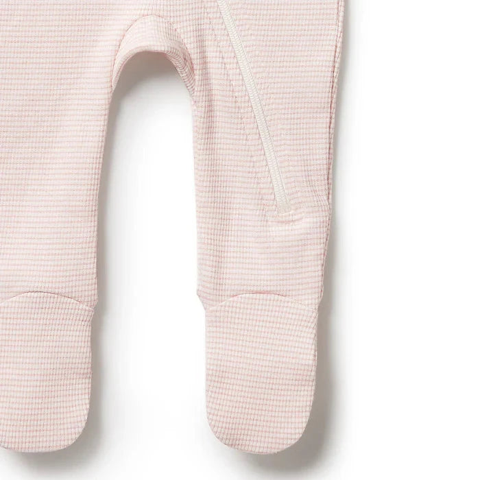 Wilson & Frenchy - Organic Stripe Zipsuit with Feet - Cantaloupe Baby Wilson & Frenchy
