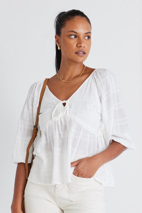 IVY + JACK - Wilding V Front Oversized Top - Texture Ivory Womens IVY + JACK