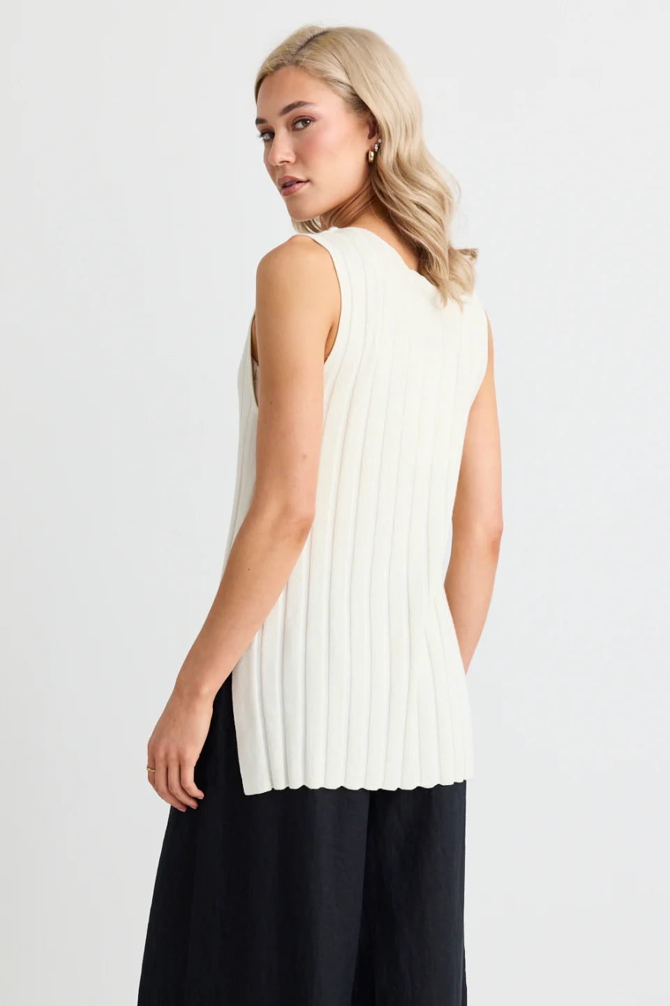 RE:UNION - Woodstock Rib Knit Tank Top - Ivory Womens RE:UNION