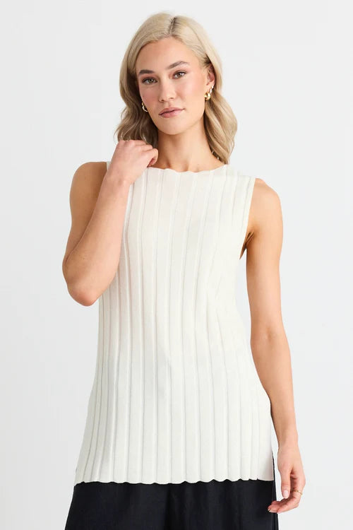 RE:UNION - Woodstock Rib Knit Tank Top - Ivory Womens RE:UNION