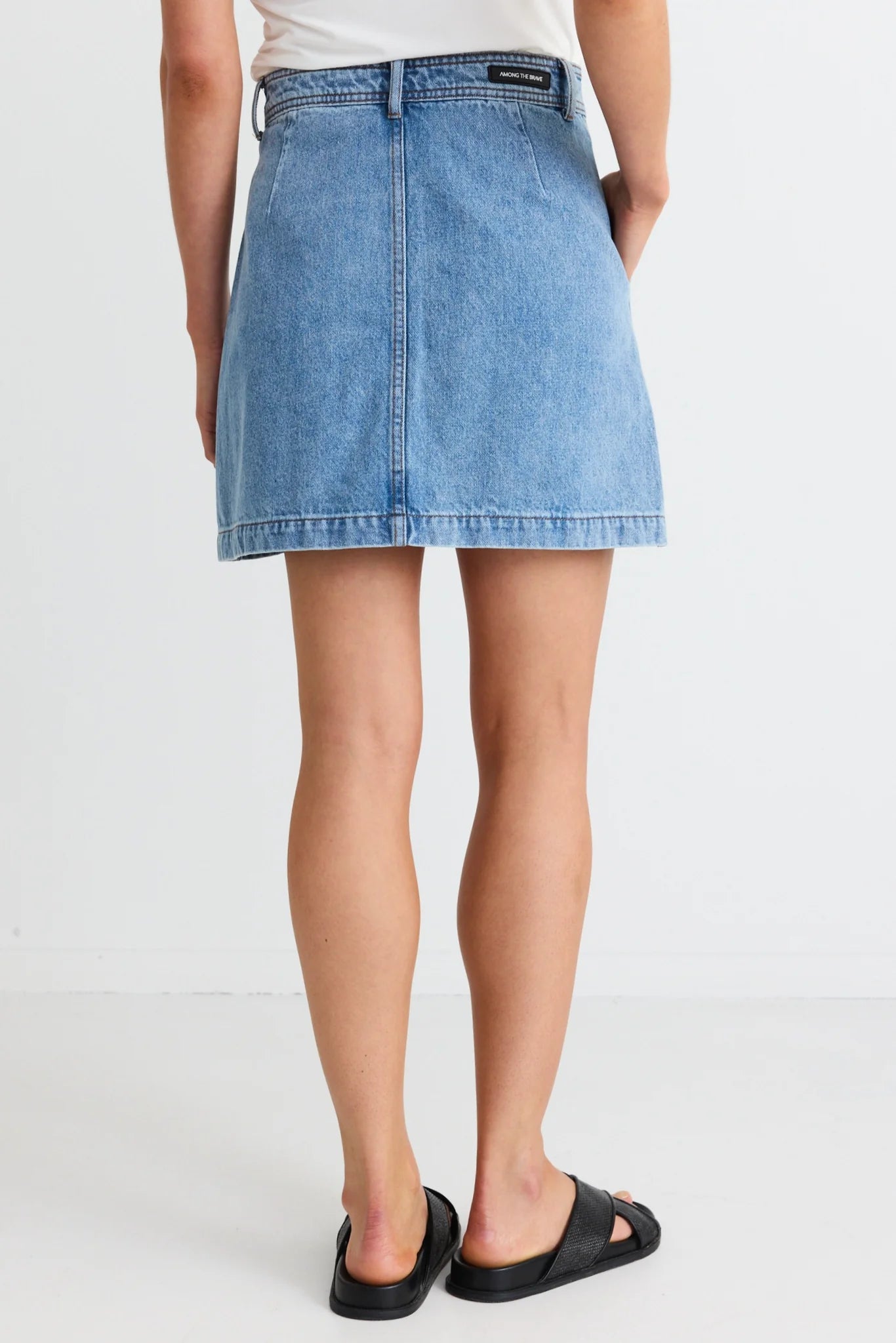 IVY + JACK - Orchard Pocket Front Denim Mini Skirt - Mid Blue Womens IVY + JACK