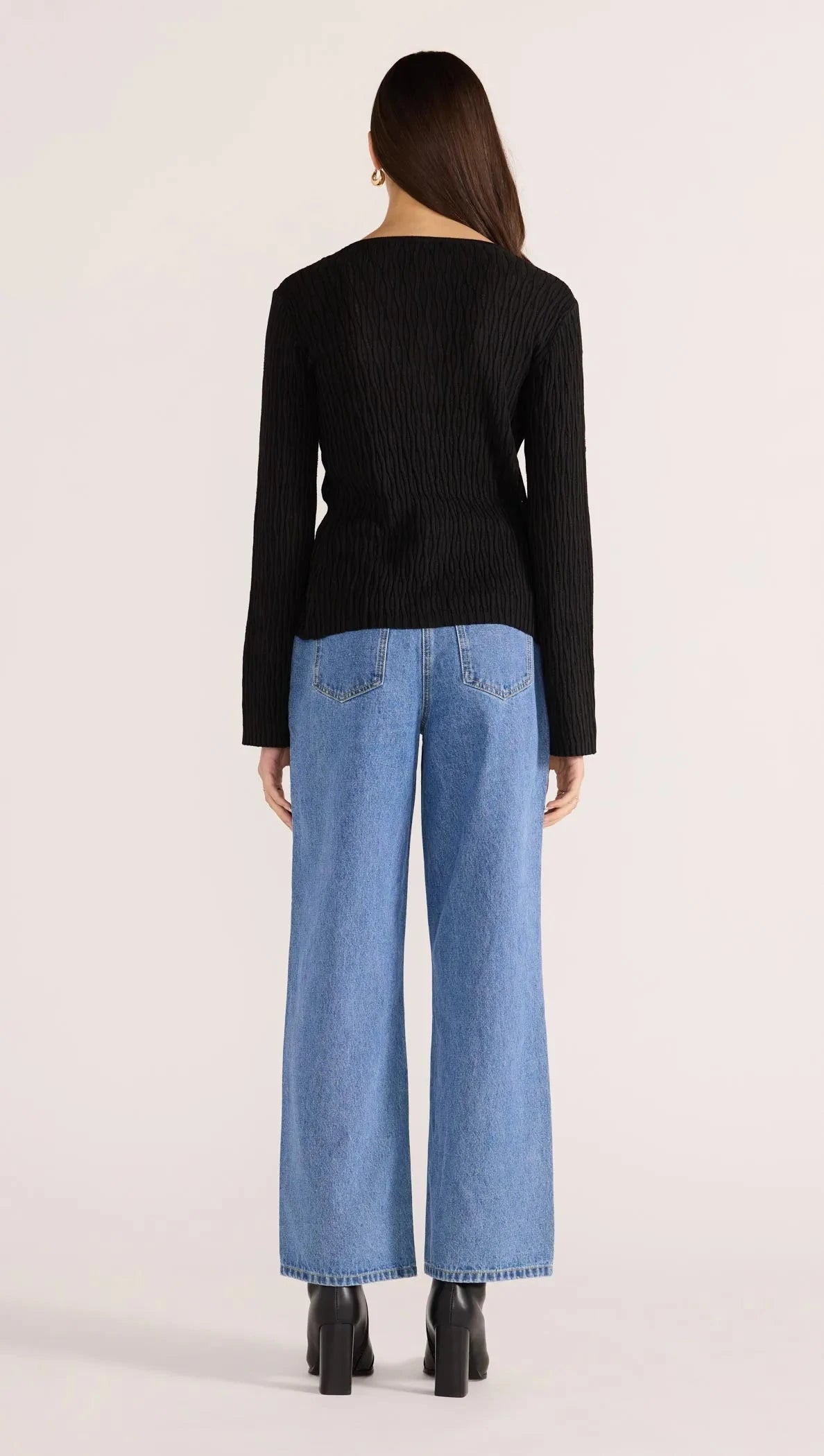 MINK PINK - Johnna Button Knit Top - Black Womens MINK PINK