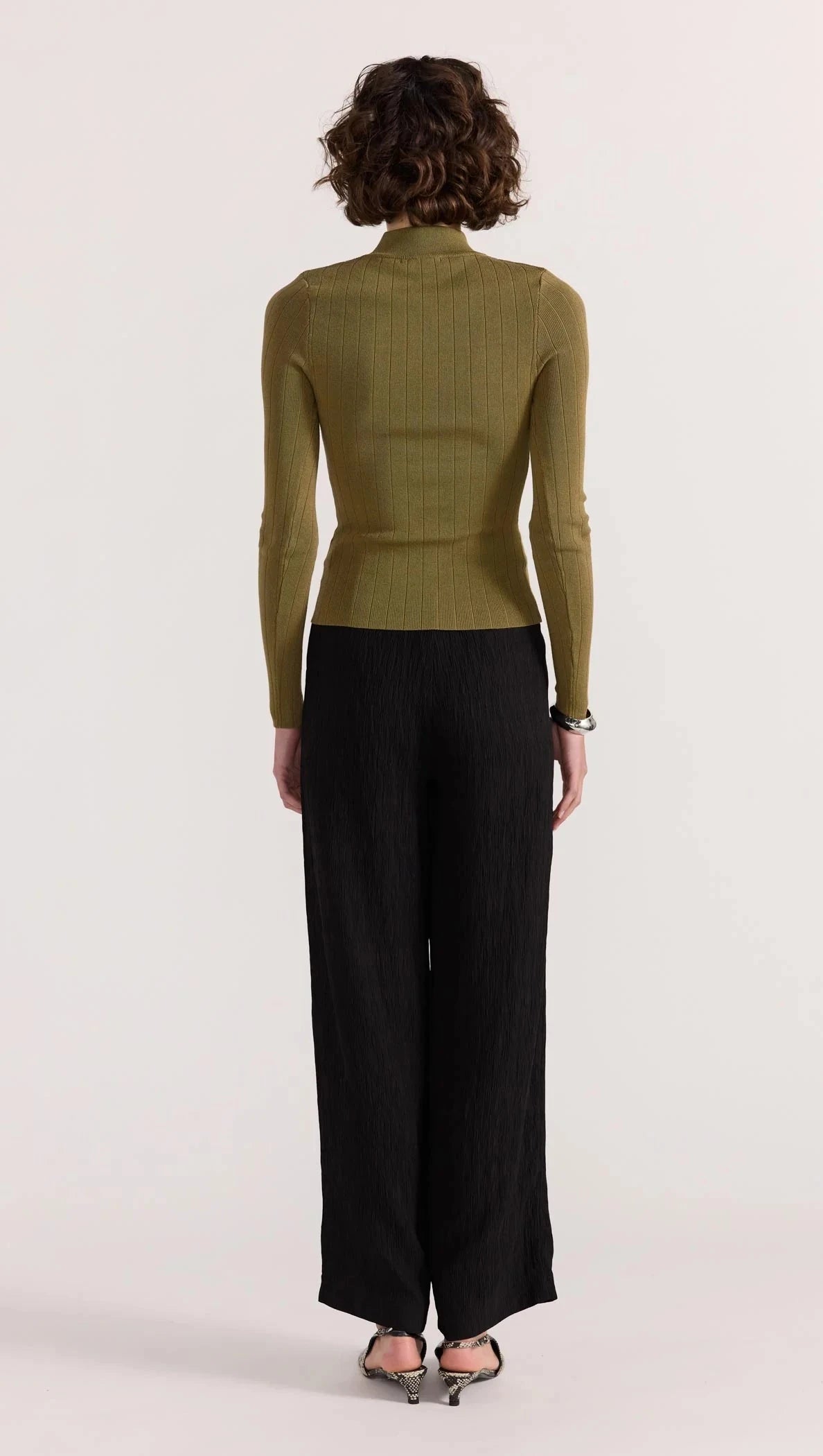 STAPLE THE LABEL - RENEE RIB KNIT TOP - Khaki Womens STAPLE THE LABEL