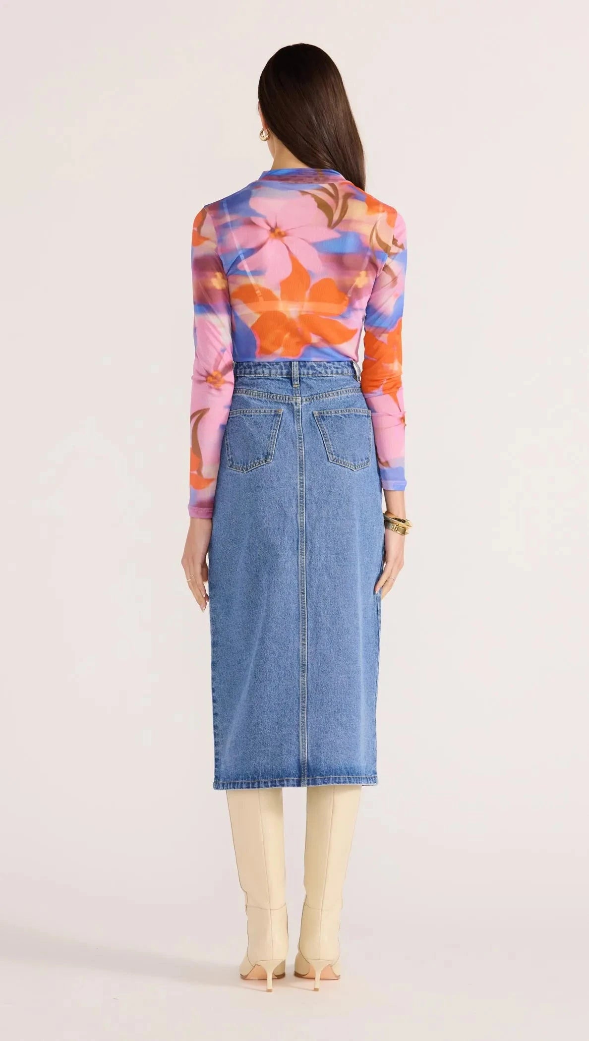 MINK PINK - Sommer Mesh Skivvy Top - Blue Floral Womens MINK PINK
