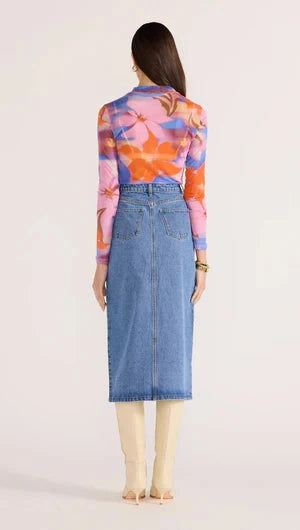 MINK PINK - Sommer Mesh Skivvy Top - Blue Floral Womens MINK PINK