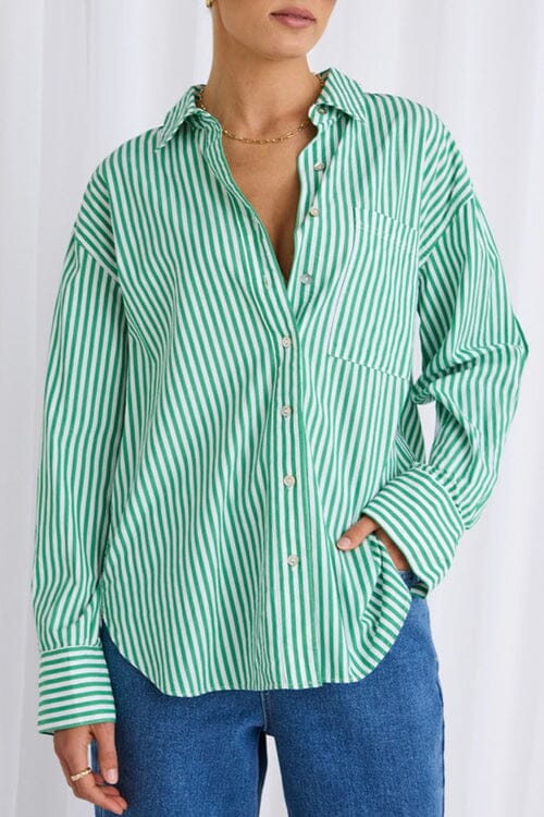 Stories Be Told - You Got This Shirt - Green Stripe Womens Stories Be Told