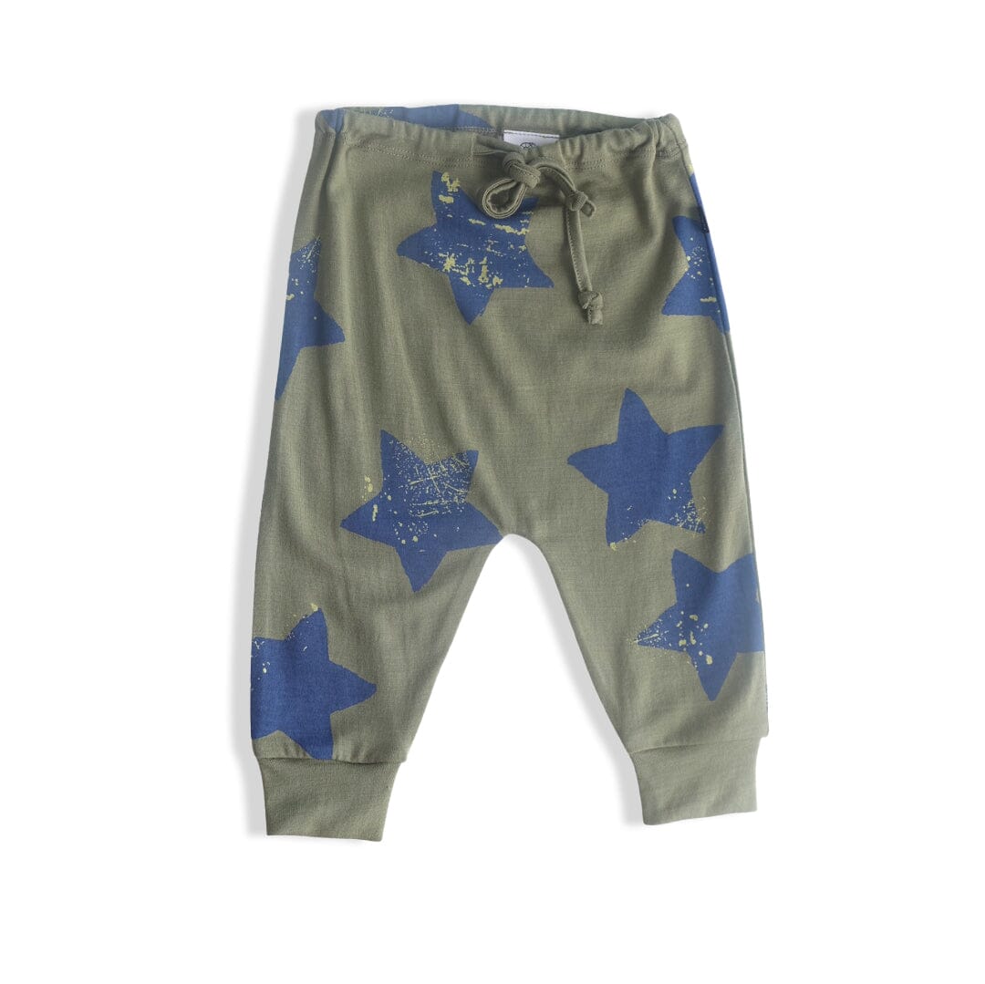 Little Flock of Horrors - Asher Dropcrotch Pants - Sage Stars Baby Little Flock of Horrors