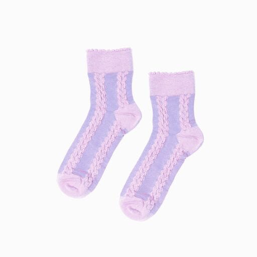 The Girl Club - Lilac Cable Cotton Socks - Lilac Girls The Girl Club