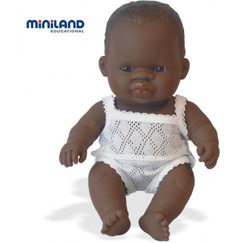 Miniland - Anatomically Correct Baby Doll - African Girl 21cm Toys Miniland Educational