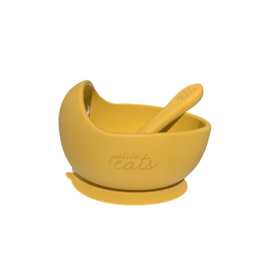 Petite Eats - Suction Bowl and Spoon - Mustard General Petite Eats