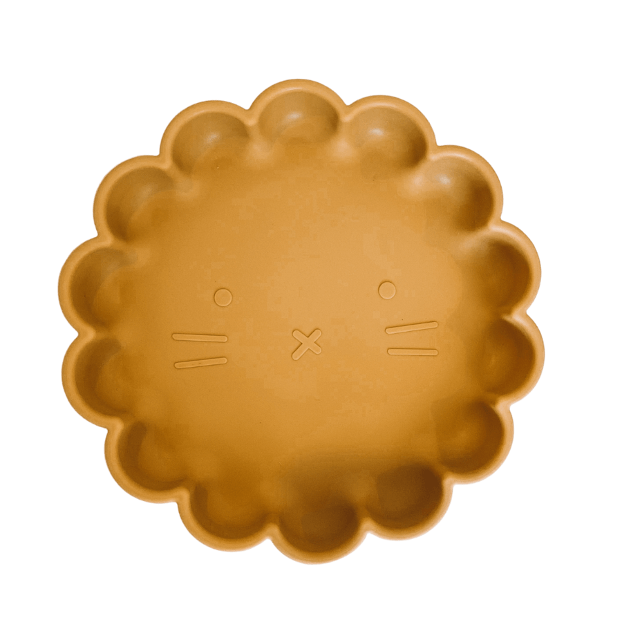 Petite Eats - Silicone Baby Lion Plate - Mustard Meal Time Petite Eats