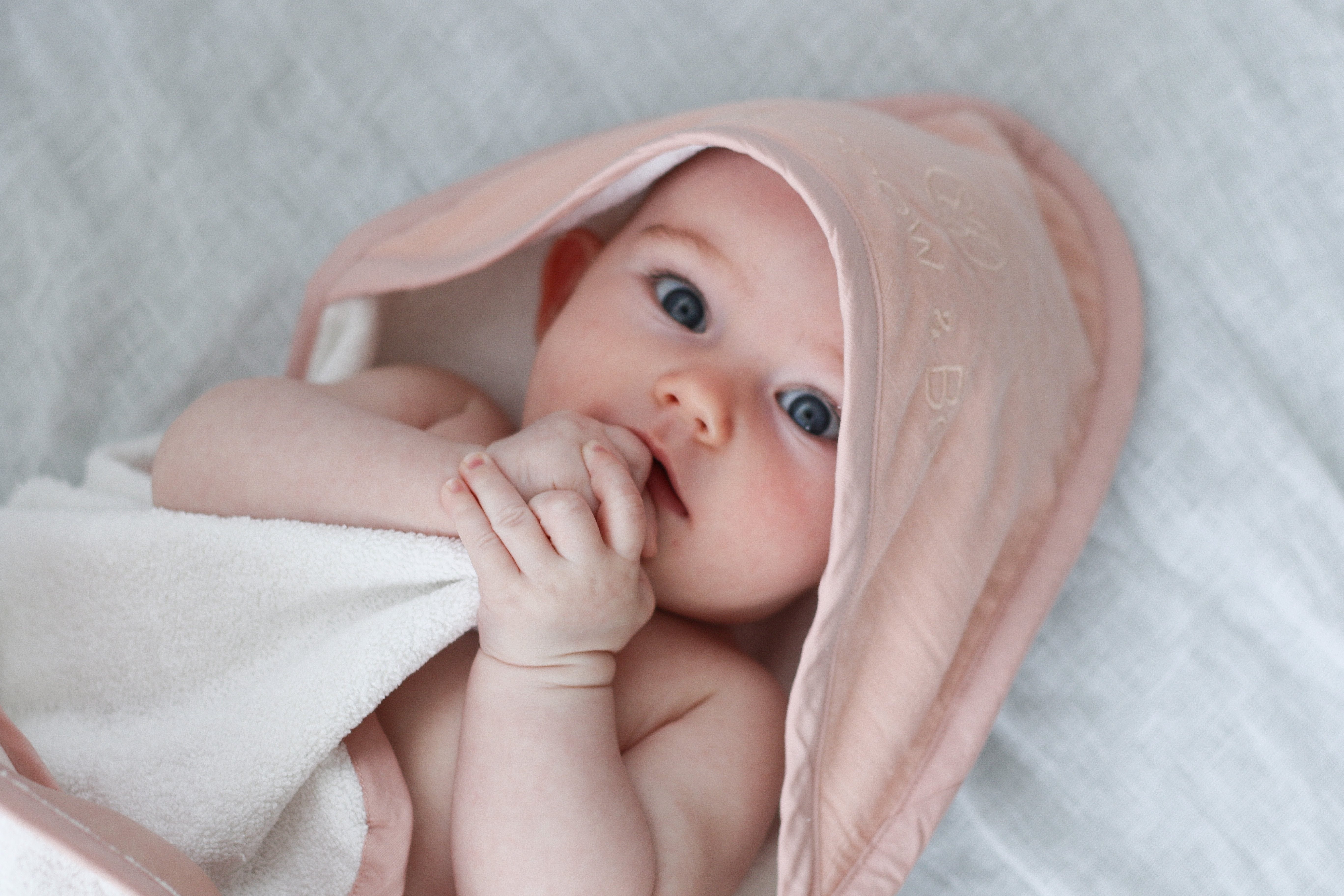Burrow & Be - Baby Hooded Towel -- Dusty Rose Baby Burrow&Be