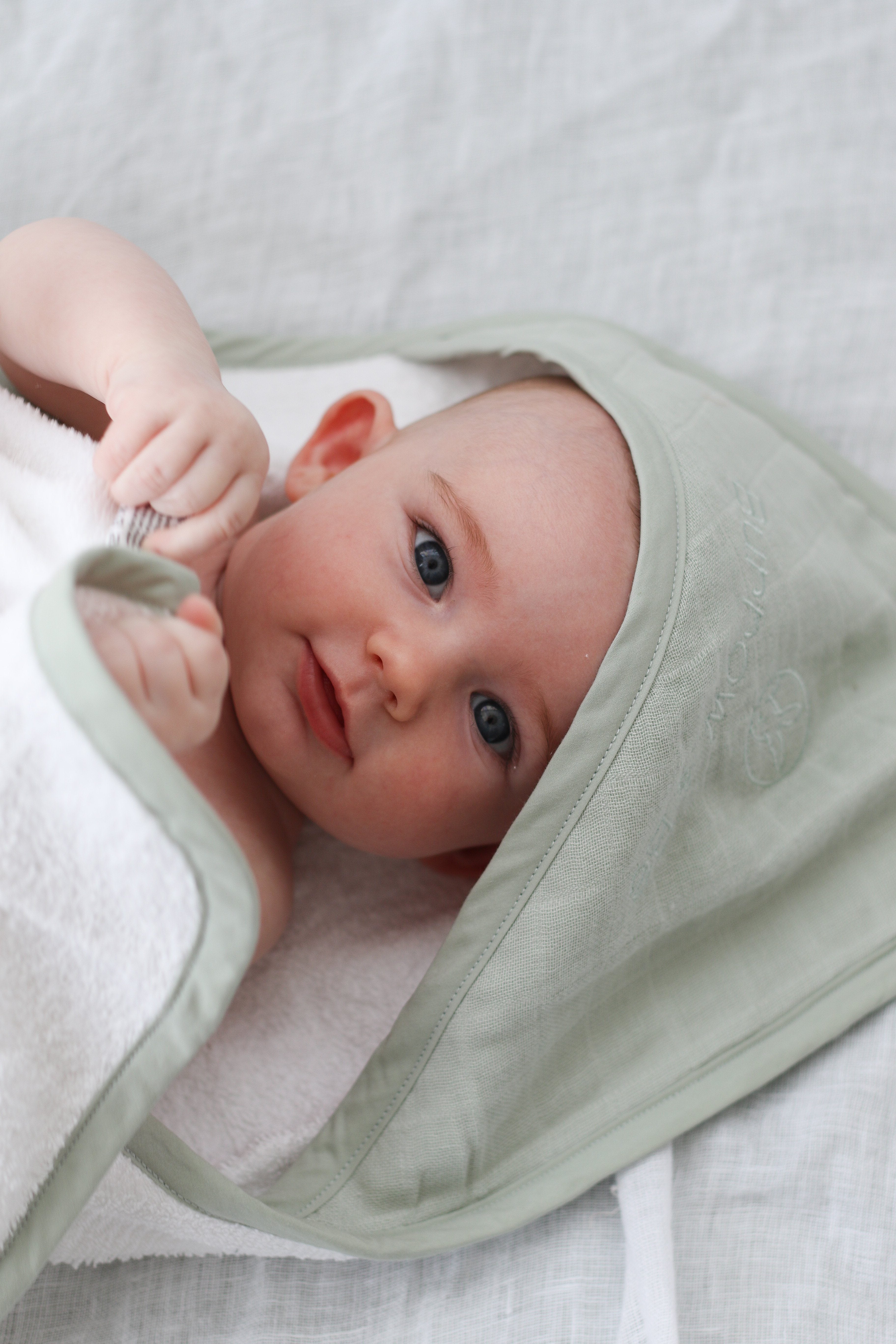 Burrow & Be - Baby Hooded Towel - Sage Baby Burrow&Be