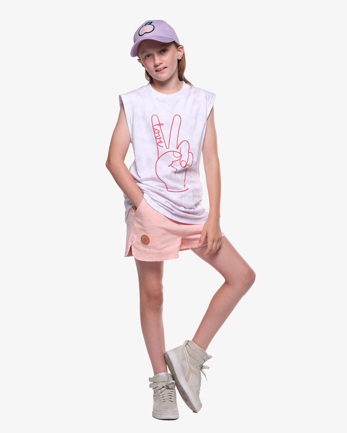 The Girl Club - Sherbet Pink Simple Denim Shorts - Sherbet Pink Denim Wash Girls The Girl Club