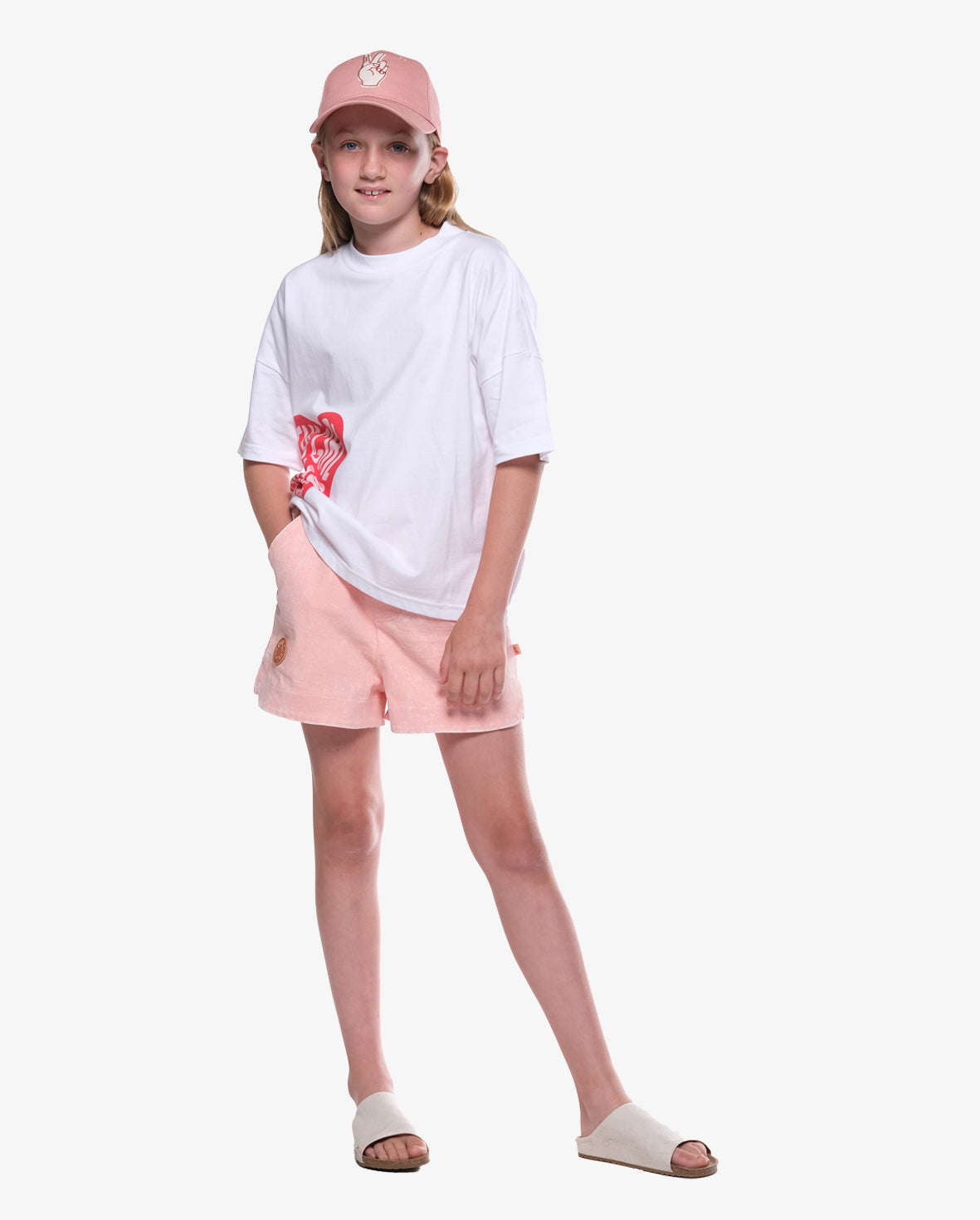 The Girl Club - Sherbet Pink Simple Denim Shorts - Sherbet Pink Denim Wash Girls The Girl Club