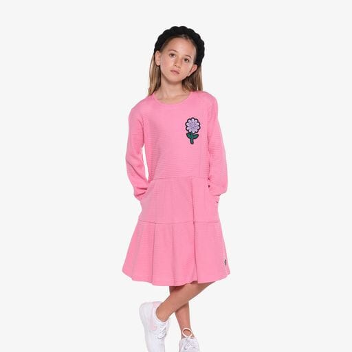 The Girl Club - Flower Patch Waffle Play Dress - Candy Pink Girls The Girl Club