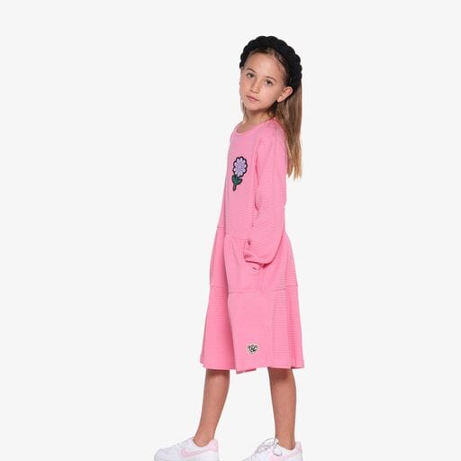 The Girl Club - Flower Patch Waffle Play Dress - Candy Pink Girls The Girl Club