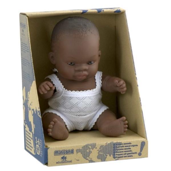 Anatomically Correct 21cm Baby Girl Doll - African Toys Miniland Educational